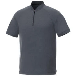 Elevate Men's Black Smoke Heather Kinport Short Sleeve Stand Collar Polo