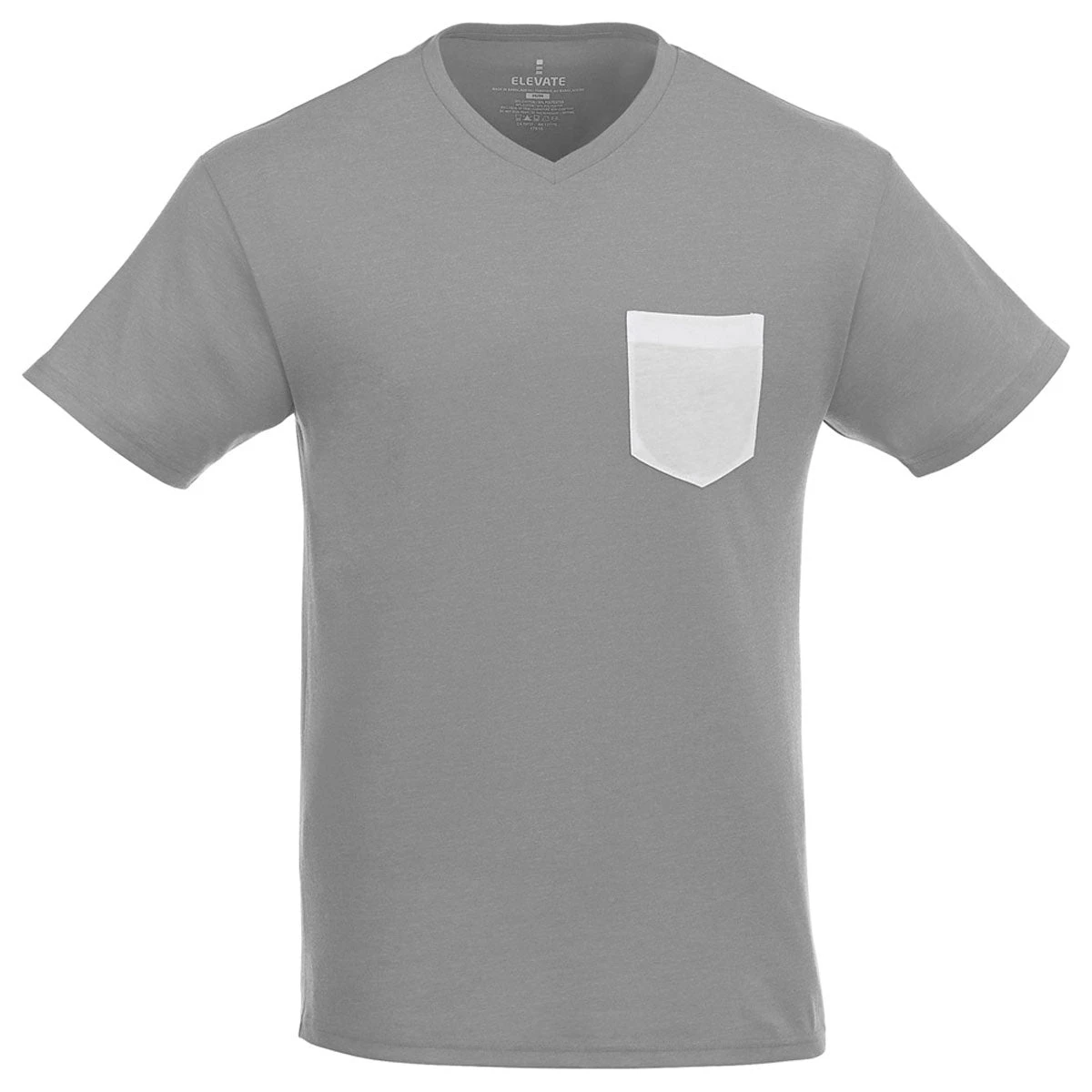 Elevate Men's Medium Heather Grey/White Monroe Short Sleeve Pocket Tee 3 Elevate Men's Medium Heather Grey/White Monroe Short Sleeve Pocket Tee