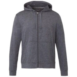 Elevate Men's Heather Dark Charcoal Lavar Eco Knit Full Zip Hoody
