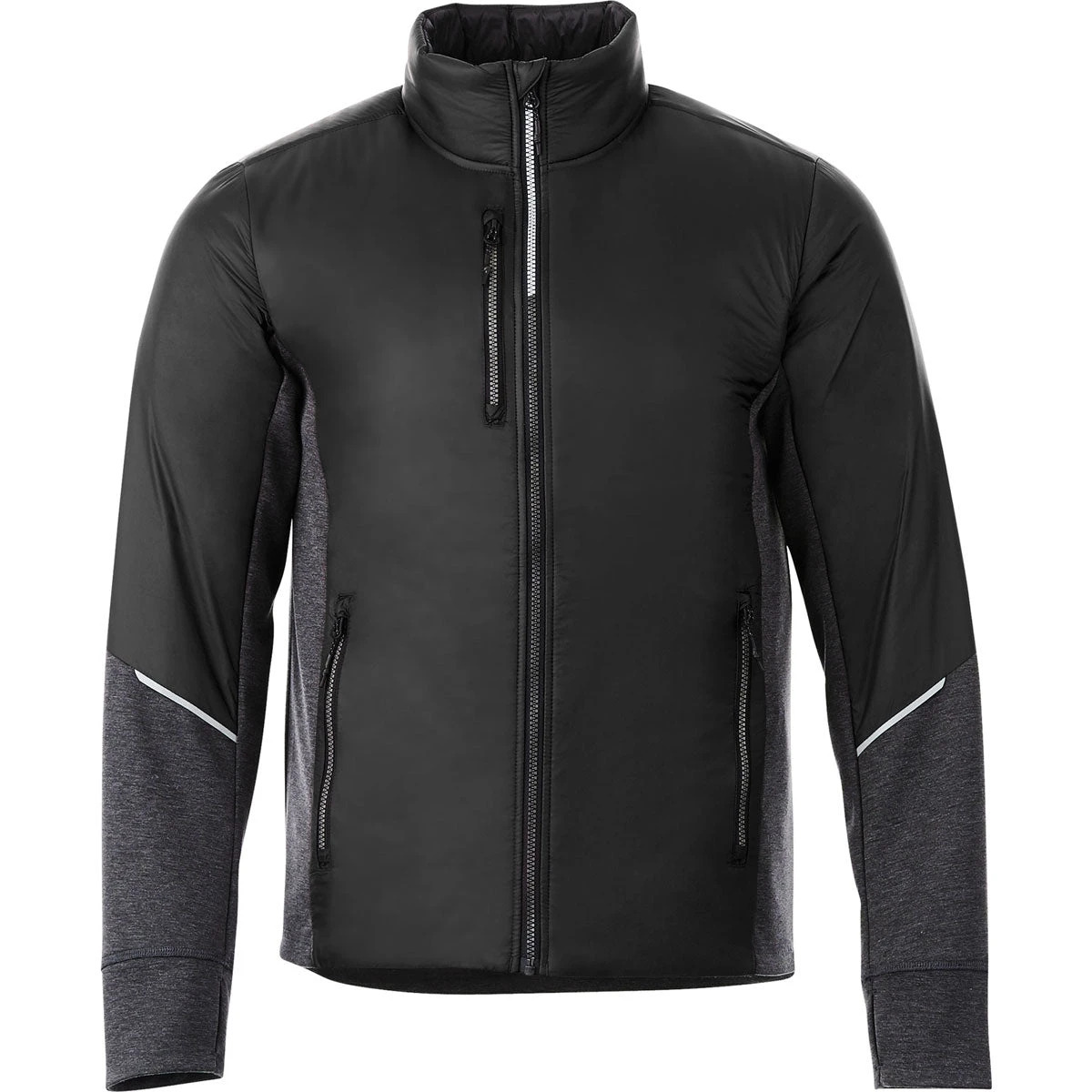 Elevate Men's Black/Heather Dark Charcoal Fernie Hybrid Insulated Jacket 3 Elevate Men's Black/Heather Dark Charcoal Fernie Hybrid Insulated Jacket