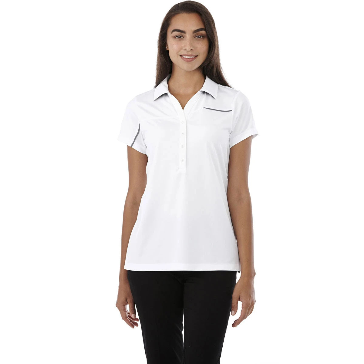 Elevate Women's White/Steel Grey Wilcox Short Sleeve Polo 5 Elevate Women's White/Steel Grey Wilcox Short Sleeve Polo - Image 3