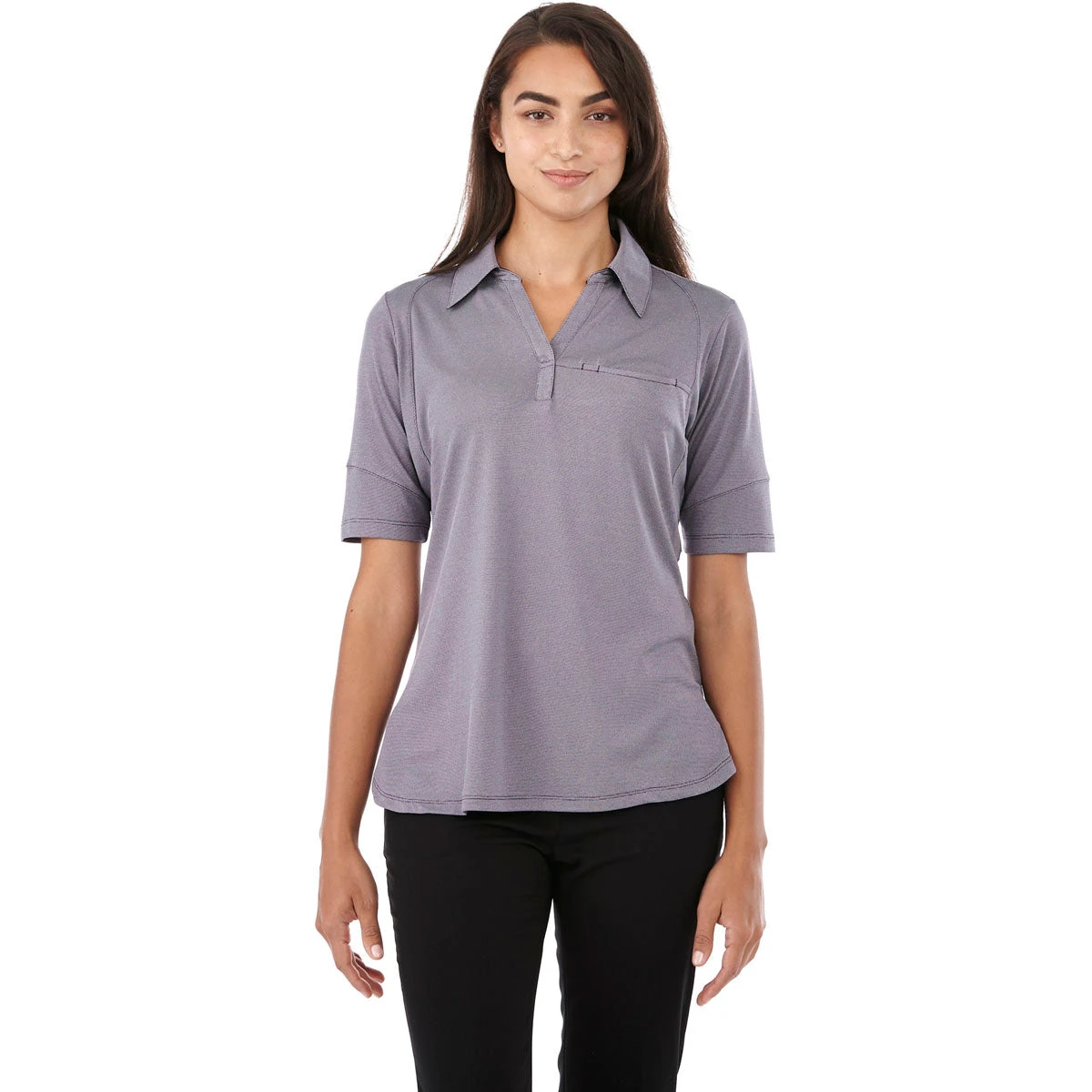 Elevate Women's Dark Plum Torres Short Sleeve Polo 5 Elevate Women's Dark Plum Torres Short Sleeve Polo - Image 3