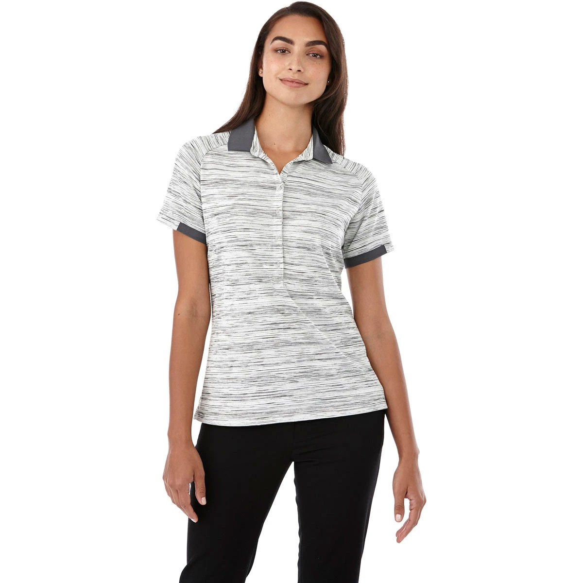 Elevate Women's Heather Grey/Grey Storm Emory Short Sleeve Polo 5 Elevate Women's Heather Grey/Grey Storm Emory Short Sleeve Polo - Image 3