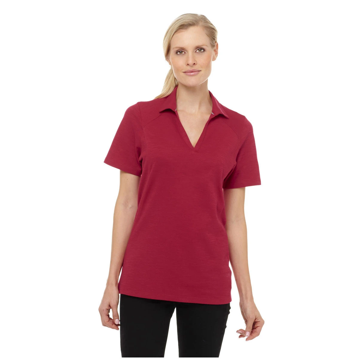 Elevate Women's Vintage Red Jepson Short Sleeve Polo 5 Elevate Women's Vintage Red Jepson Short Sleeve Polo - Image 3