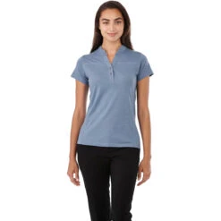 Elevate Women's Steel Blue Heather Concord Short Sleeve Polo -Elevate TM96611 Steel Blue Heather HTF