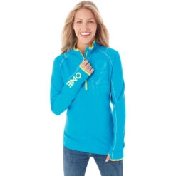 Elevate Women's Aspen Blue/Hi-Liter Green Knew Knit Half Zip -Elevate TM97809 Aspen Blue Hi Liter Green HTF