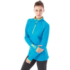 Elevate Women's Aspen Blue/Hi-Liter Green Knew Knit Half Zip -Elevate TM97809 Aspen Blue Hi Liter Green HTS