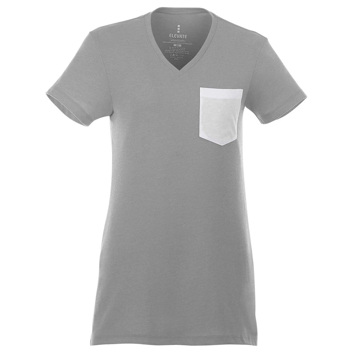 Elevate Women's Medium Heather Grey/White Monroe Short Sleeve Pocket Tee 3 Elevate Women's Medium Heather Grey/White Monroe Short Sleeve Pocket Tee
