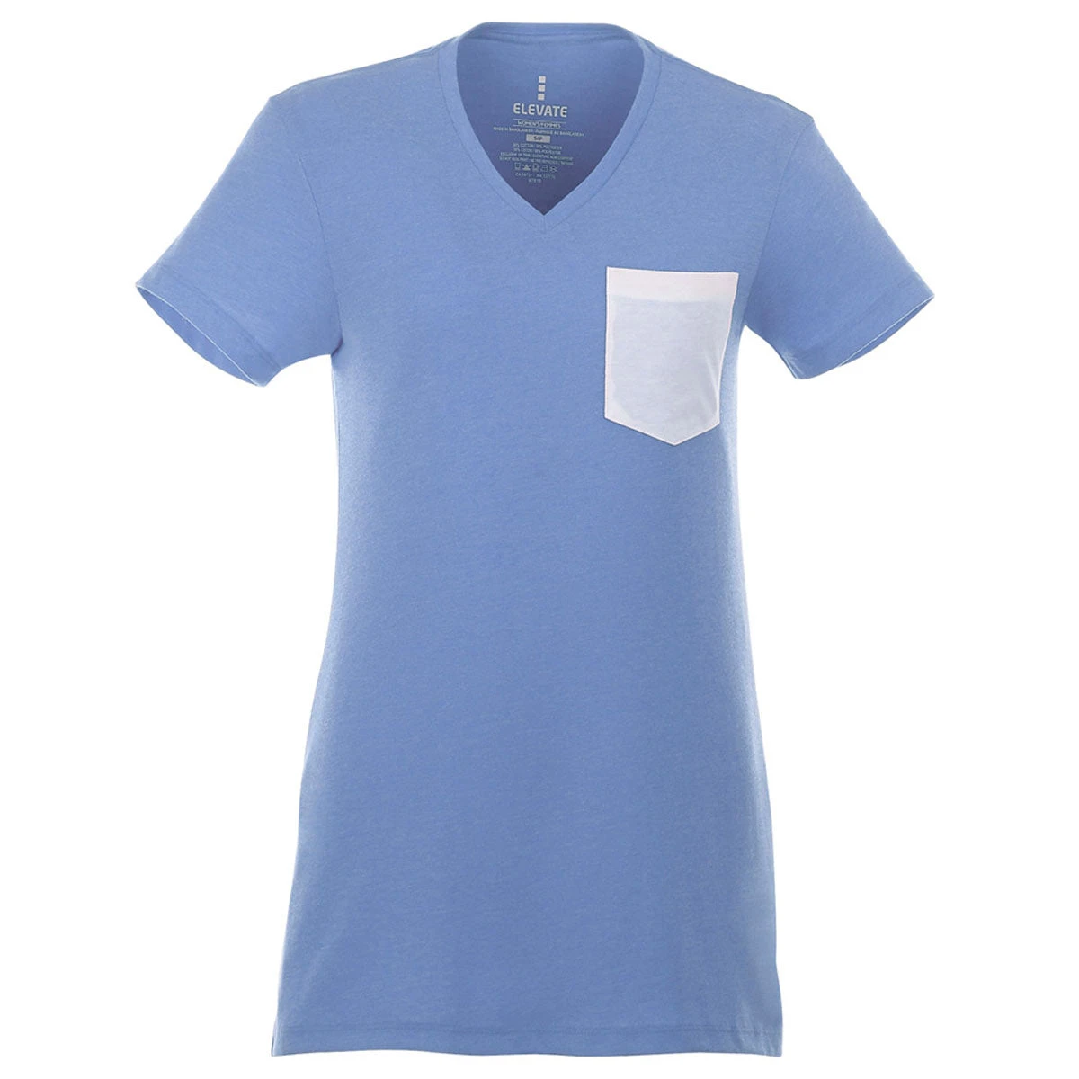 Elevate Women's Sky Heather/White Monroe Short Sleeve Pocket Tee 3 Elevate Women's Sky Heather/White Monroe Short Sleeve Pocket Tee