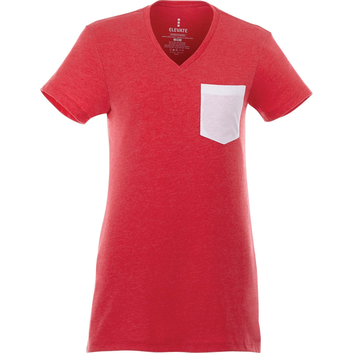 Elevate Women's Team Red Heather/White Monroe Short Sleeve Pocket Tee 3 Elevate Women's Team Red Heather/White Monroe Short Sleeve Pocket Tee