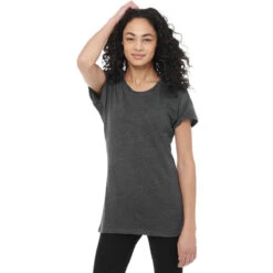 Elevate Women's Heather Dark Charcoal Bodie Short Sleeve T-Shirt -Elevate TM97879 Heather Dark Charcoal HTF
