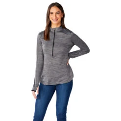 Elevate Women's Heather Dark Charcoal Mather Knit Half Zip 7 Elevate Women's Heather Dark Charcoal Mather Knit Half Zip -Elevate TM98307 988 HTF