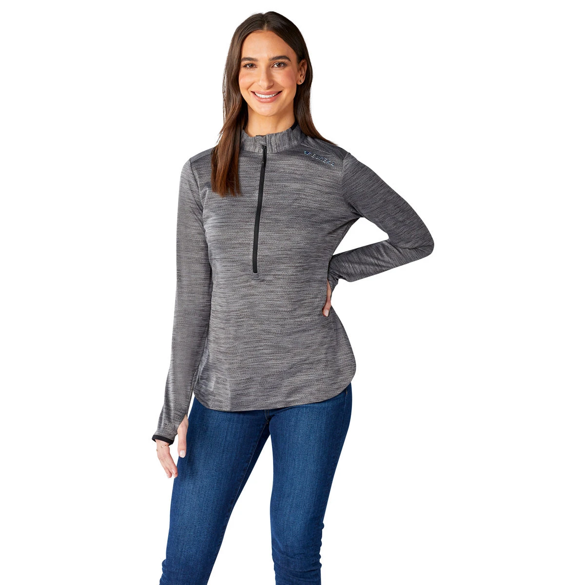 Elevate Women's Heather Dark Charcoal Mather Knit Half Zip 5 Elevate Women's Heather Dark Charcoal Mather Knit Half Zip - Image 3