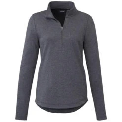Elevate Women's Heather Dark Charcoal Rigi Eco Knit Quarter Zip