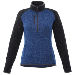 Elevate Women's Metro Blue Heather/Black Smoke Heather Vorlage Half Zip Knit Jacket