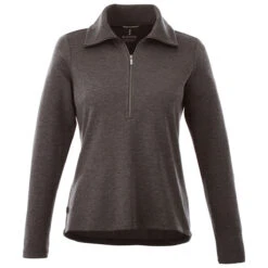 Elevate Women's Heather Dark Charcoal Stratton Knit Half Zip