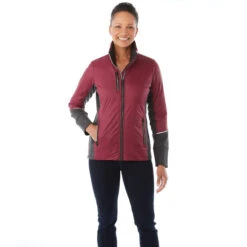 Elevate Women's Maroon/Heather Dark Charcoal Fernie Hybrid Insulated Jacket -Elevate TM99555 384 HTF